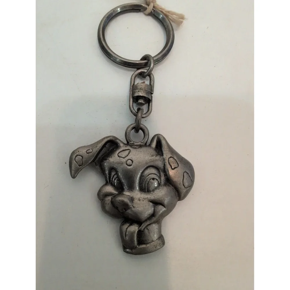 Disney 101 Dalmatians Puppy Metal Key Chain Ring Brushed Bronzetone Fast Ship